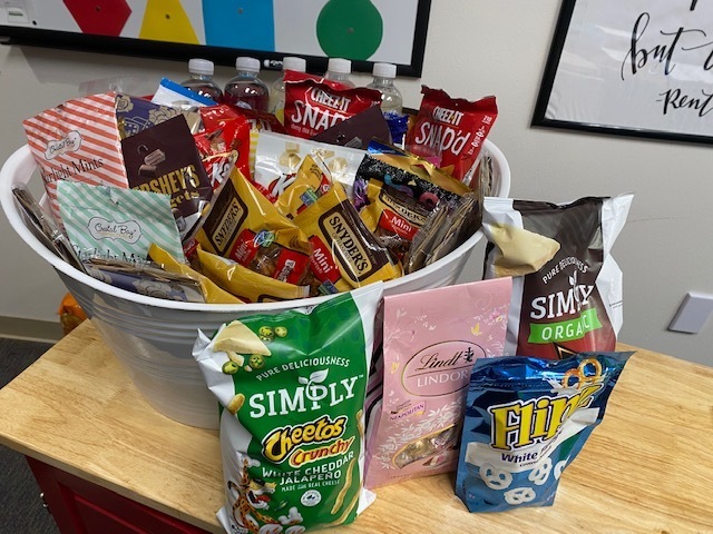 Teacher Lounge Snack cart filled by MES Family donations
