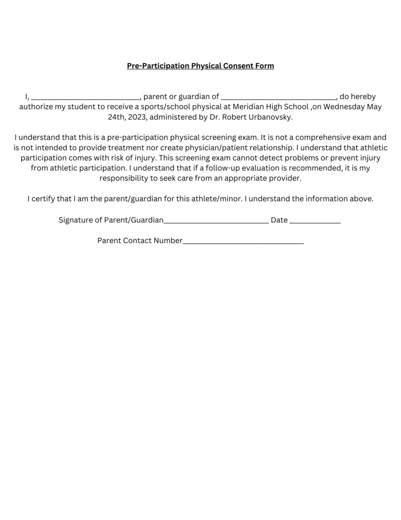 PrePartcipation Form